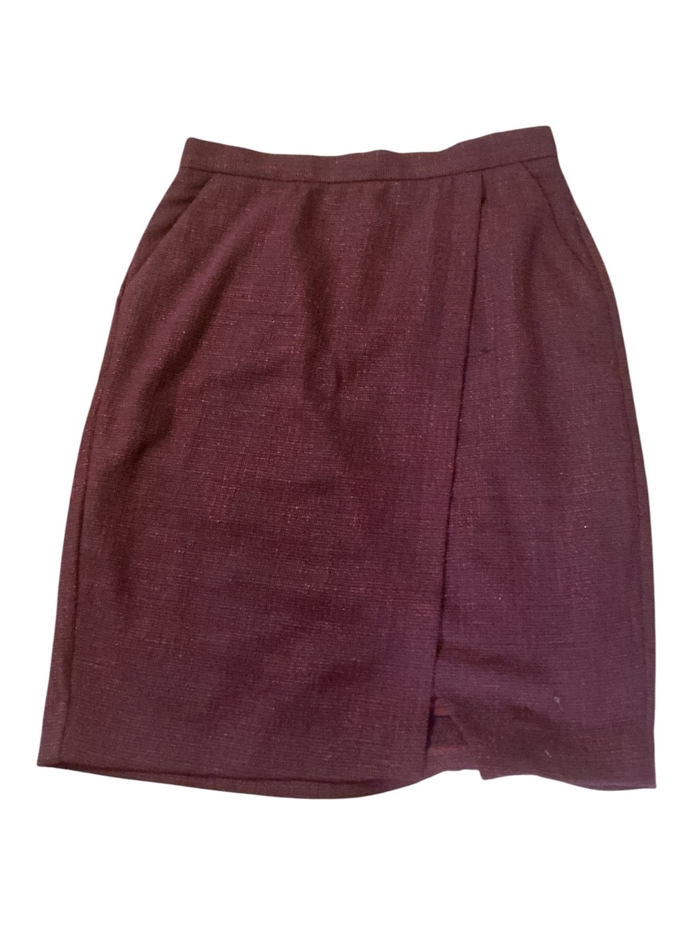 Banana Republic Deep Plum Tweed Faux Wrap Pencil Skirt
